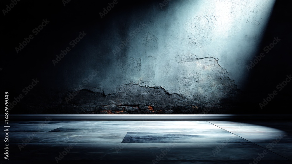 Poster mysterious empty space with cold stone walls and dramatic lighting creating an atmosphere of solitud