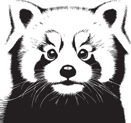 Red Panda Vector Illustration in Black & White – High-Quality Line Art Design