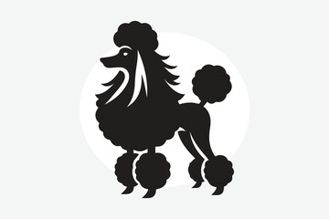 minimalist silhouette of a poodle  in black