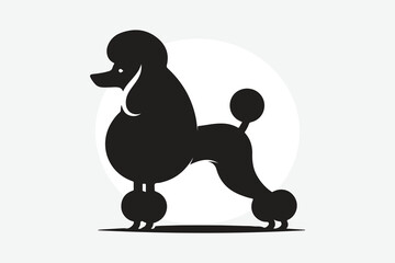 minimalist silhouette of a poodle  in black