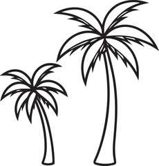 Obraz premium tree items set victor line art design with black and white