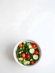 Fresh Organic Mixed Greens Salad with Tomato and Cucumber - Healthy Vegetarian Meal Idea