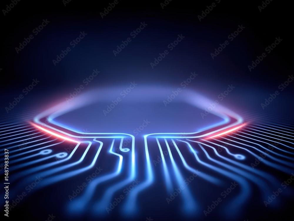Aufkleber abstract close-up of a futuristic circuit board design showcasing intricate lines and glowing pathwa