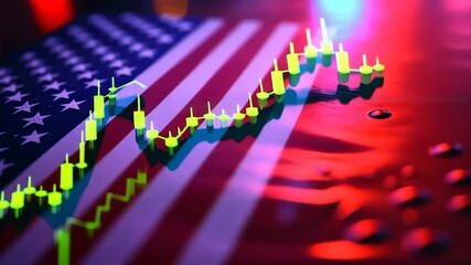 Financial chart overlaid american flag - Powered by Adobe