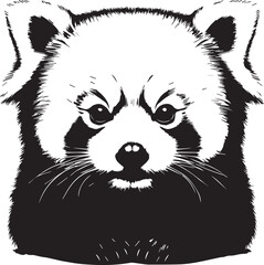 Red Panda Vector Illustration in Black & White – High-Quality Line Art Design