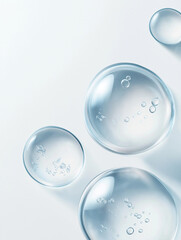The combination of translucent bubbles, soft lighting, and white background creates a calming and elegant visual experience.