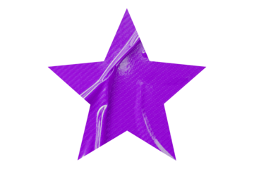 Crumpled purple star pattern stickers, separated on a transparent background.