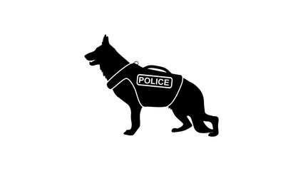 Police Dog, black isolated silhouette