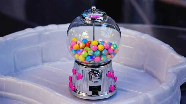 Colorful gumball machine with assorted gumdrops