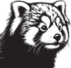 Red Panda Vector Illustration in Black & White – High-Quality Line Art Design