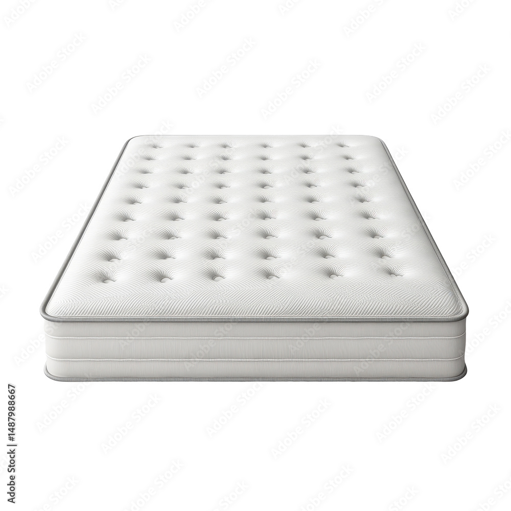 Poster quality white mattress on isolated transparent background with soft texture and modern design for co