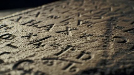 Ancient stone tablet with cuneiform writing. Mesopotamian artifact closeup. Historical archaeological discovery. Sumerian or Babylonian text. Assyrian culture relic. - Powered by Adobe