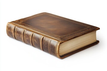 Obraz premium Antique leather book, vintage novel, old manuscript, historical document, ancient tome for library, education, and reading use cases.