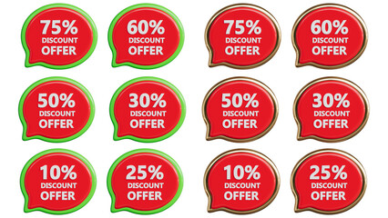 Discount Offer Badges – Sales & Promotions (10% to 75% Off