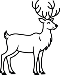 Smiling Reindeer Line Art Vector – Cute Minimalist Deer Outline for Christmas