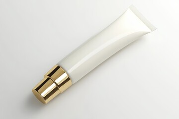 Cosmetic tube with golden cap for cream, lotion, gel, serum, mockup, beauty product packaging, skincare, healthcare use cases