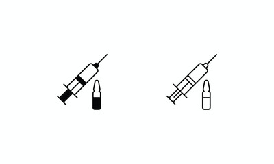 Syringe icons set Line and Glyph black vector icon stock illustration