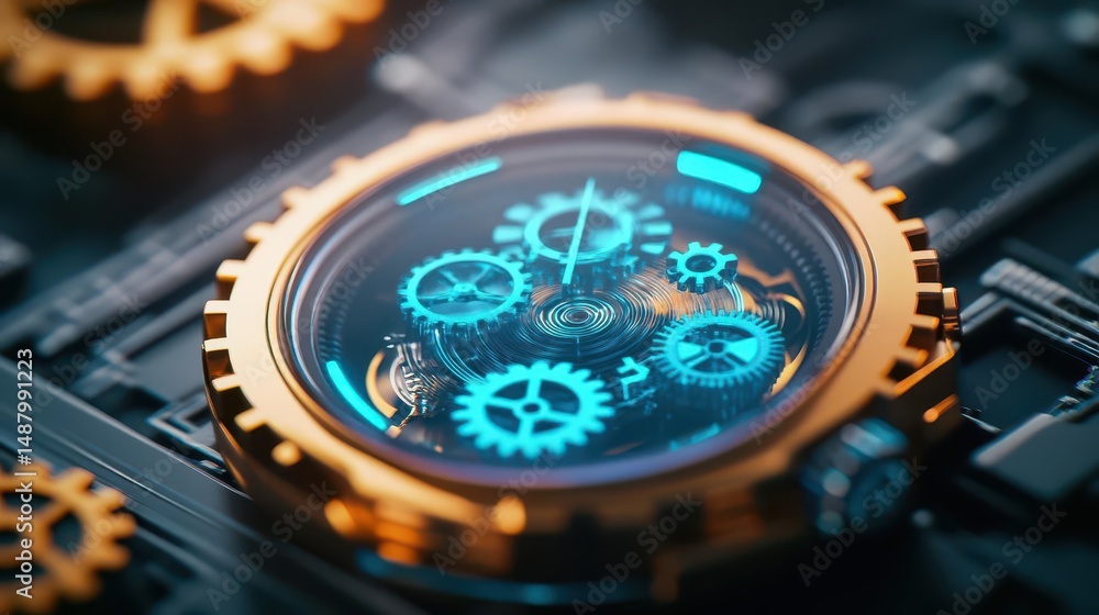 Poster intricate timepiece design featuring exposed gears and mechanisms highlighting precision engineering