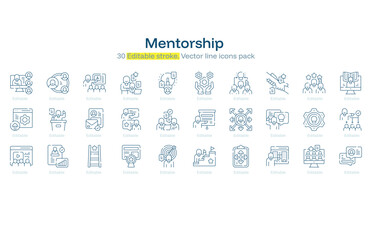 Mentorship line icon pack. Mentorship Stroke icon set. Editable Stroke icon
