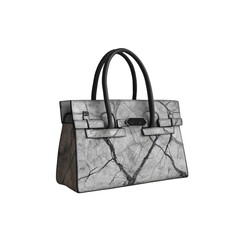 Elegant Marble-Effect Leather Handbag, Designer Fashion Accessory