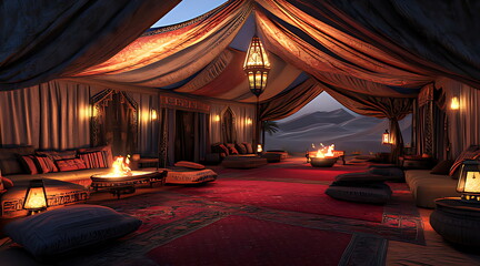 araffe desert with tent table generative ai