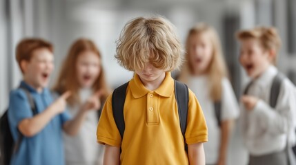 Fototapeta premium Child Feeling Lonely While Others Laugh