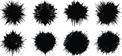 set of black ink splashes brush stocke
