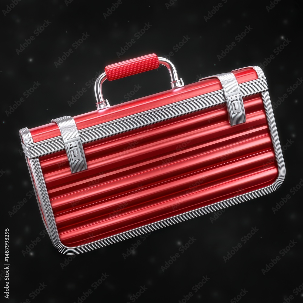 Aufkleber bright red metallic toolbox with a sleek design showcasing innovative storage solutions for home imp