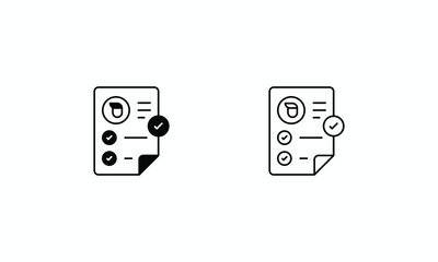 Patient Report icons set Line and Glyph black vector icon stock illustration