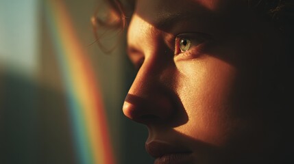 Curious Young Boy Watching Sun Through Window