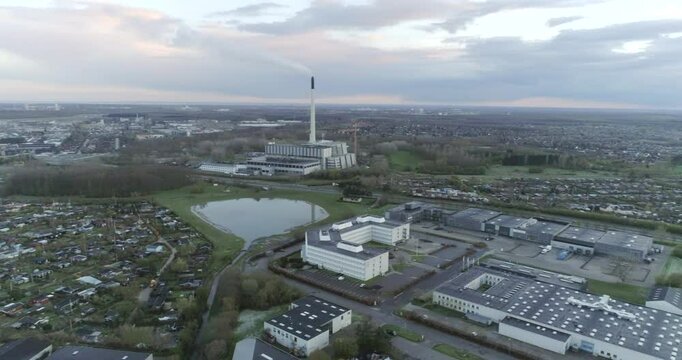 Drone panning over Herlev and Vestforbr&aelig;nding