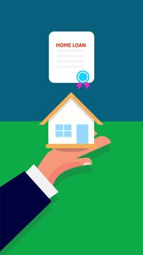 Hand holding a house, representing the moment of getting a home loan approved by the bank. 
