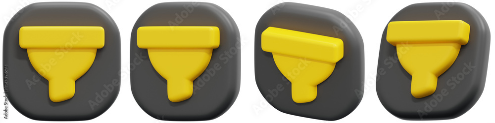 Poster set of filters icons collection in modern flat design style 3d render icon illustration