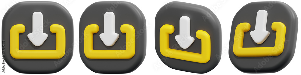 Poster set of download icons in modern design style with arrow elements 3d render icon illustration