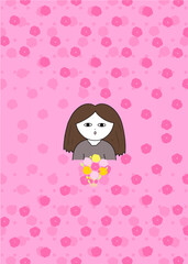 girl with pink hair and flower