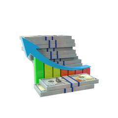 Transparent PNG 3D render of 100 dollar banknotes with realistic textures and lighting. Isolated on alpha background, ideal for finance, design, marketing, and visual presentations.