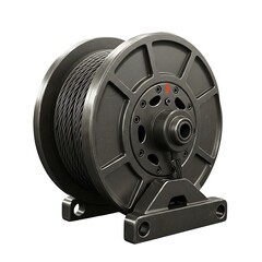 Industrial cable winch isolated on white background