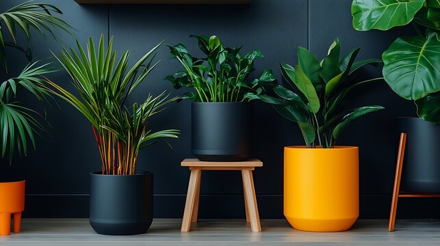 there are many different types of potted plants in this room