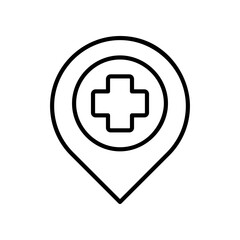 Medical Location Icon With Cross Symbol for Healthcare and Emergency Concept