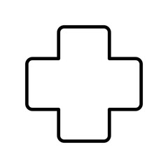Outlined Medical Cross Symbol on Simple White Background