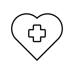 Heart Icon with Medical Cross for Healthcare or Wellness Representation