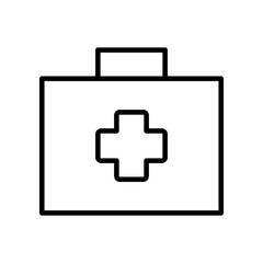 Minimal Line Art Icon of First Aid Kit With Cross Symbol, Representing Healthcare and Medical Care Themes