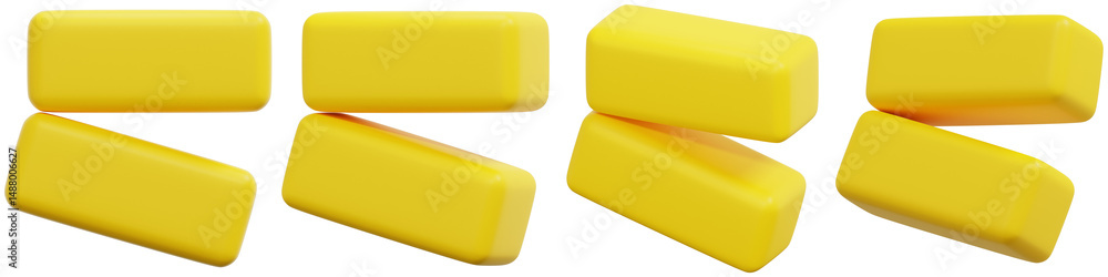 Poster set of bright yellow rectangles for creative design and background use 3d render icon illustration