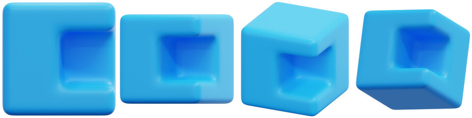 Set of Colorful Blue Geometric Shapes for Creative Design and Illustration 3d Render Icon Illustration