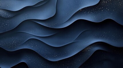 Abstract blue wavy background with gold specks