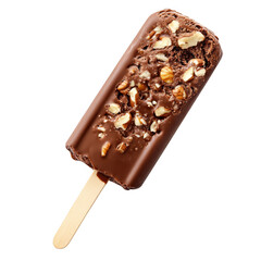 Obraz premium Chocolate nut ice cream bar isolated on transparent background