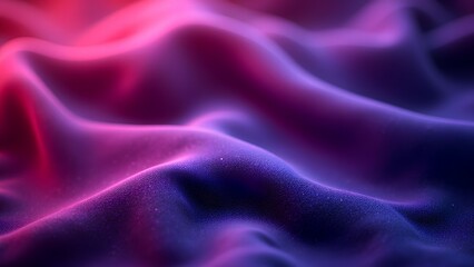 Fototapeta premium Vibrant, silky fabric with undulating folds in glowing shades of purple, pink, and blue, creating a soft, dreamy texture.