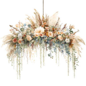  Rustic Dried Flower Wall Hanging Transparent Background