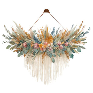  Rustic Dried Flower Wall Hanging Transparent Background