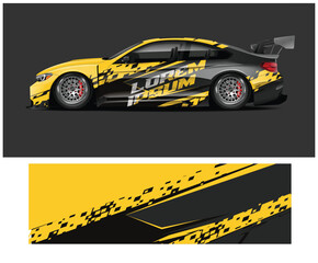 Yellow and Black Race Car Wrap Design Template